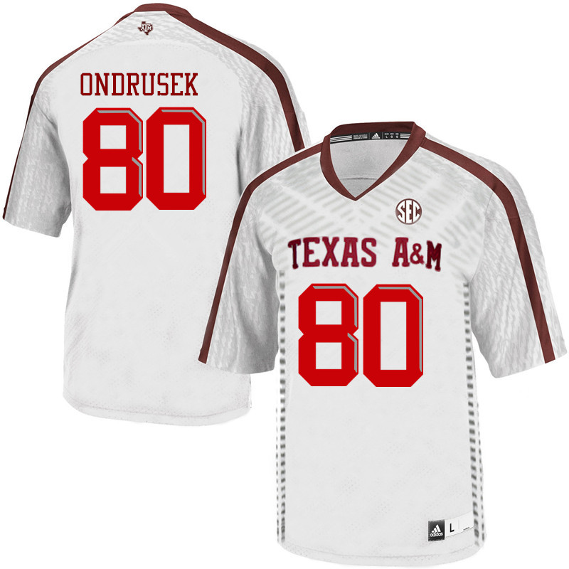 Men #80 Tyler Ondrusek Texas A&M Aggies College Football Jerseys Sale-White - Click Image to Close